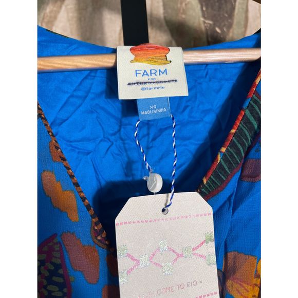 New Anthropologie x Farm Rio Puff Sleeve Maxi Dress sz XS - Picture 8 of 9